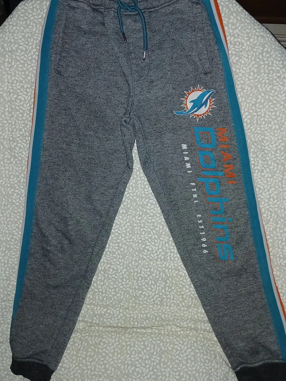 Youth Gray Miami Dolphins Jogger Sweatpants Boys Sz. 14-16 L.